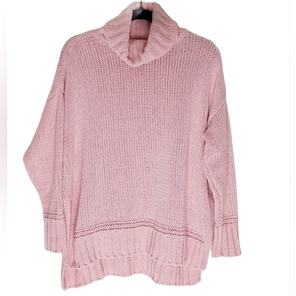 Aerie Size XS Pink Oversized High-low Turtleneck Sweater Lagenlook